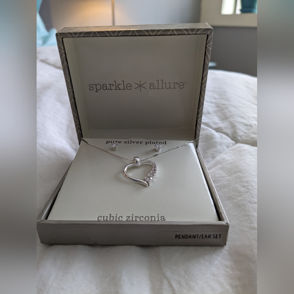 Cubic Zirconia Necklace and Earrings Set